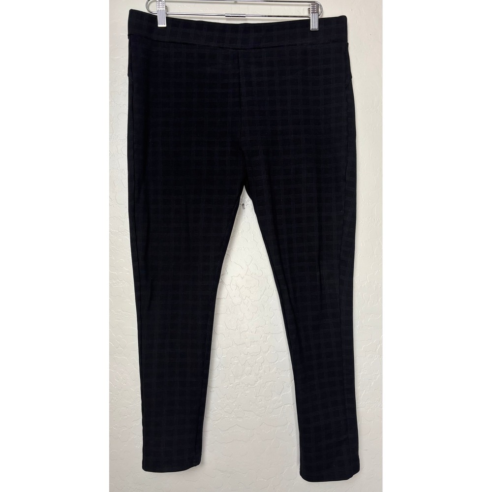 Maze Collection Womens 2X Black Plaid Pull On Leggings‎ Skinny Pants 2308